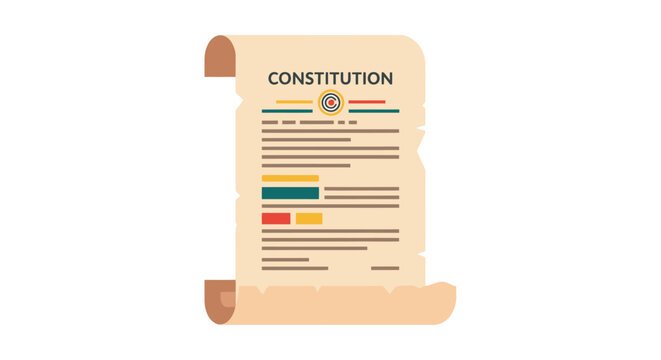 Constitution document scroll with national flag colors