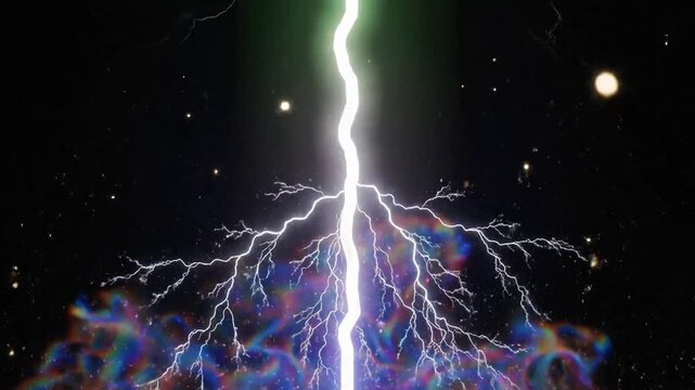 Energetic lightning strikes with colorful energy effects for dynamic visual elements