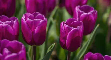 Obraz premium Vibrant Purple Tulip Flowers Captured in Stunning Close Up