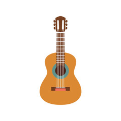 Naklejka premium Acoustic guitar vector illustration isolated on white background, flat music instrument patter design