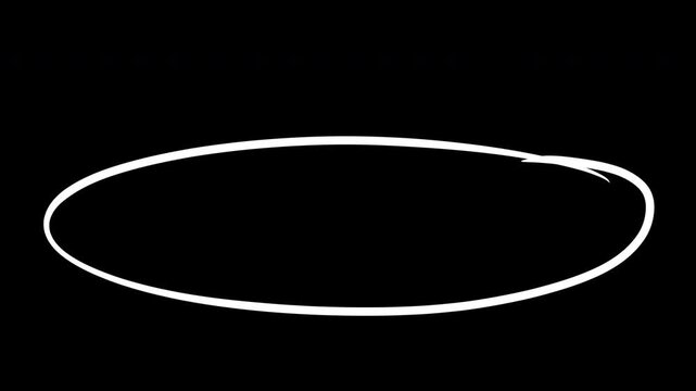 White Circle round animated marker hand drawn highlighter elements. Hand-drawn ovals animation, White marker animation with alpha channel.