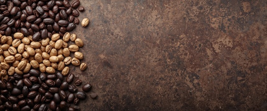 Stack of mixed legumes such as black and pinto beans presented on a smooth textured backdrop with copy space