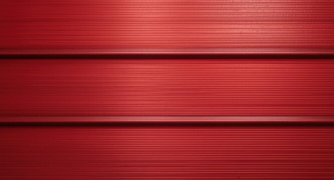 Horizontal red steel texture background with brushed lines and studio lighting copy space