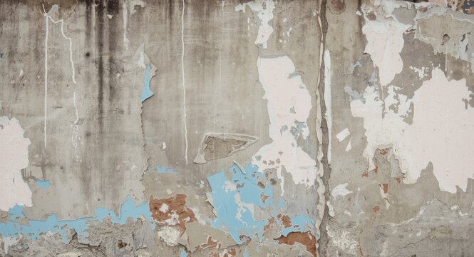 concrete wall with visible wear and numerous sections of peeling paint