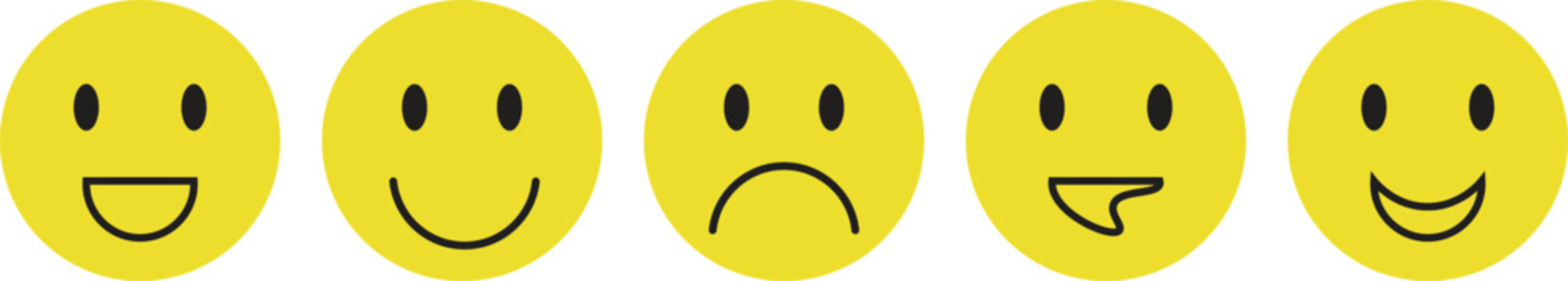 Emoticon Faces Arranged Vertically Showing Mood Progression Minimalist Design Clean Background