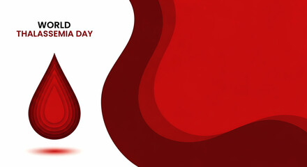 Fototapeta premium Thalassemia day red drop with abstract red waves awareness