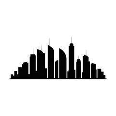 Obraz premium A silhouette of a city skyline against a plain background isolated on white background
