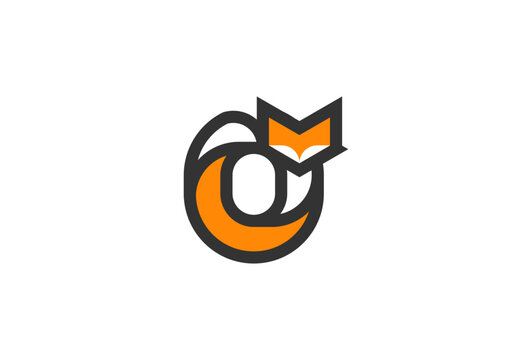 Letter O Fox Logo, Fox with Letter O combination, Fox Logo Design, vector illustration