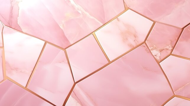 Seamless 3d abstract pink background with bubble shapes and mosaic tile patterns featuring a square block texture for a modern vector art wallpaper design