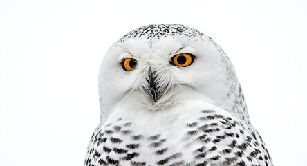 Obraz premium Wild northern bird painted as a snow owl on a simple white canvas
