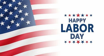 Obraz premium American flag with Happy Labor Day text and stars background stripes 2