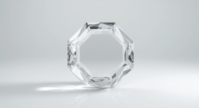 White pentagonal prism exhibiting clear polygonal solid features