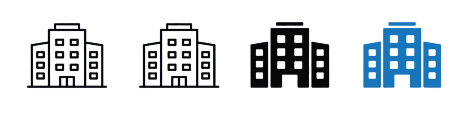 Office, corporate building icon illustrating company headquarters, business enterprise, organization, and commercial real estate, suitable for urban architecture and business vector projects.