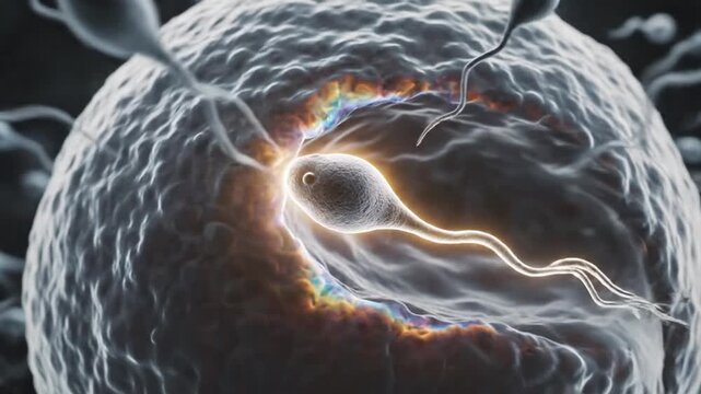 Egg and sperm fertilization process 3D medical animation 4k video