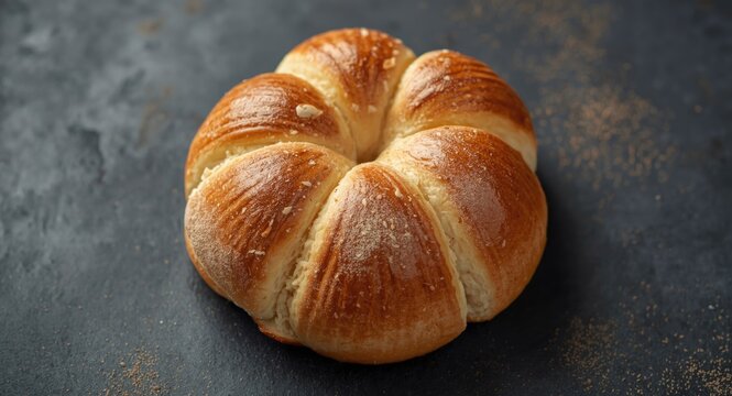 Seashell patterned Mexican bread roll commonly enjoyed with morning hot drinks