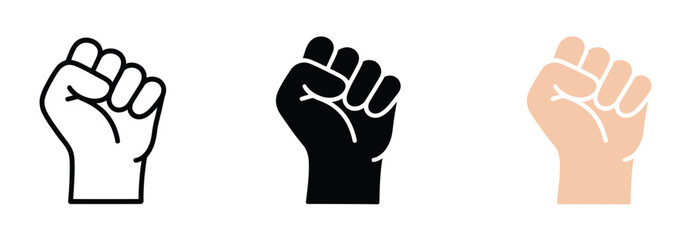 Power, and protest icon with raised fist representing strength, determination, resistance, activism, freedom movements, social campaigns, motivation, and human rights in vector design. © Dalim 4