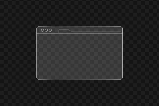 Minimalist browser window frame with transparent background. Web page mockup. Empty internet explorer or finder interface template for presentation.