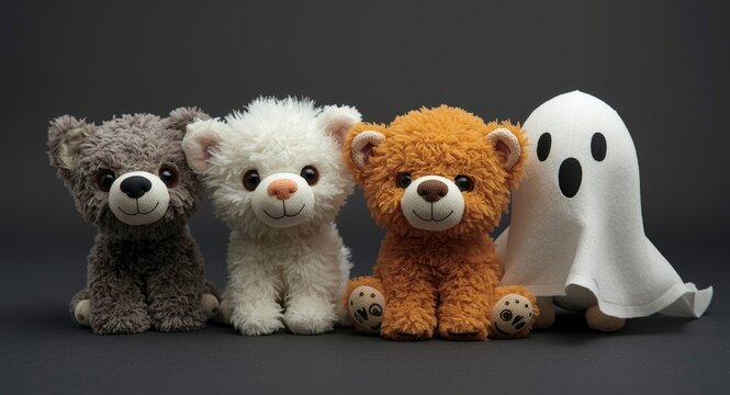 Soft plush animals with playful quirks and ghostly appeal