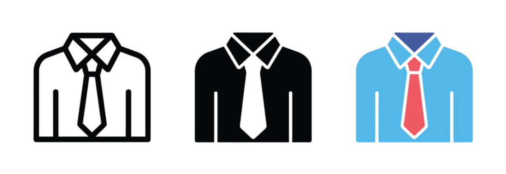 Shirt, tie vector icon illustrating formal wear, professional clothing, career fashion, corporate identity, office attire, and business dress code in modern vector design.