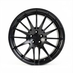 Obraz premium Black Matte Sport Car Wheel Isolated on White Background