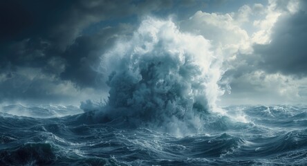 Naklejka premium Super typhoon and cyclone generating massive wind forces over oceanic expanse