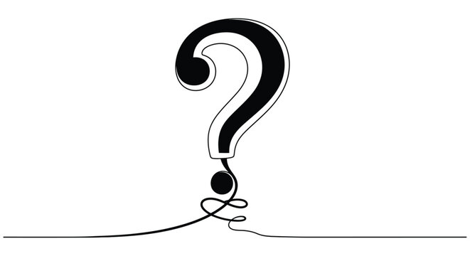 Large question mark in black and white   symbol of inquiry with white background