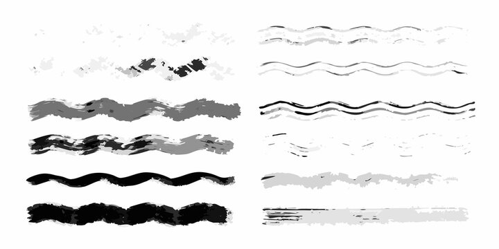 Abstract brushstroke waves in varying shades of gray and black