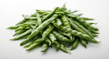 Fototapeta premium Thin walled flat snow pea pods consumed as whole fresh vegetables