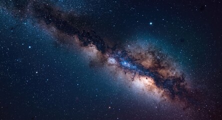 Fototapeta premium Spectacular Milky Way galaxy with bright star clusters and cosmic dust