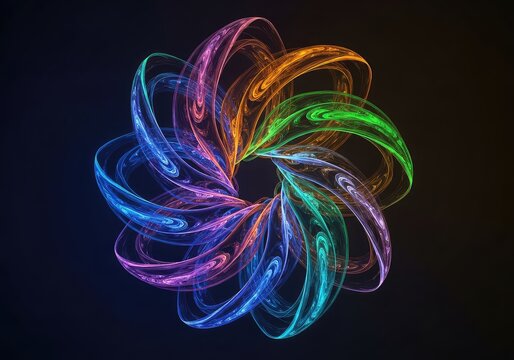 Complex digital rendering of swirling non-objective forms, illustrating boundless theoretical expansion and infinite conceptual space, limitless, boundless, idea