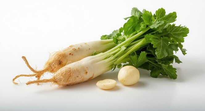 White background featuring fresh gurmar regional vegetable