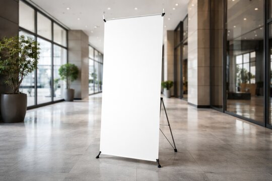 Blank mockup preview of an X-stand banner with white copy space