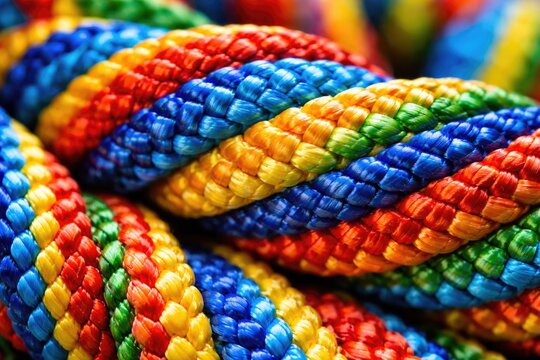 Detailed view of a vibrant nylon rope texture