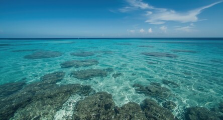 Obraz premium Tranquil crystal clear waters with magnificent outer barrier reef and pristine coral sea