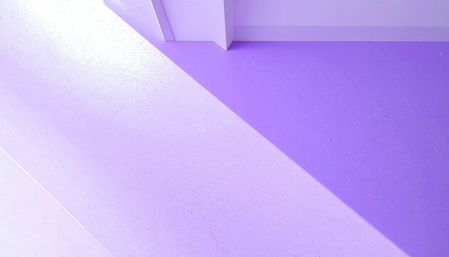 Composition abstraite d'un sol violet avec une lumi&egrave;re diagonale vive cr&eacute;ant un contraste g&eacute;om&eacute;trique dans un int&eacute;rieur moderne et &eacute;pur&eacute;.