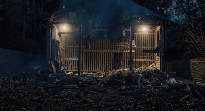 Structural failure of house caused by earthquake