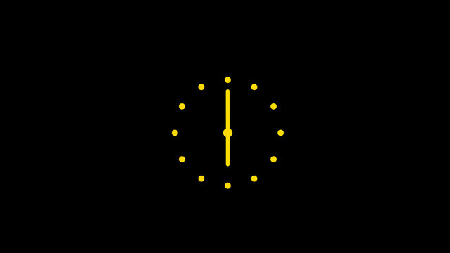 Complete twelve hours pointed clockwise o'clock sharp illustration. Analog wall clocks icon.