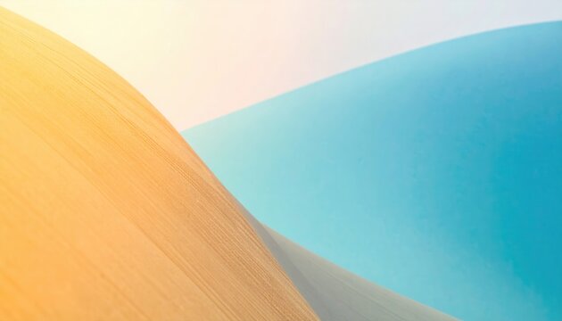 Composition abstraite minimaliste pr&eacute;sentant des courbes fluides aux tons sable chaud et bleu azur, id&eacute;ale pour des fonds d'&eacute;cran artistiques.
