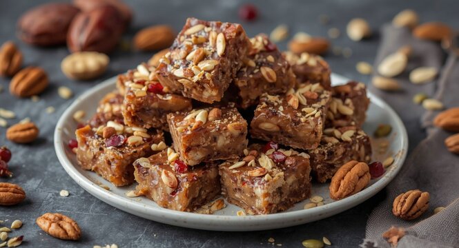 Fiber rich date and nut burfi with assorted seeds