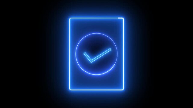 glowing right mark  neon sign