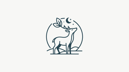 Obraz premium Elegant Minimalist Design Of Deer And Nature Elements