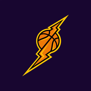 Basketball  Lightning Bolt Logo Design