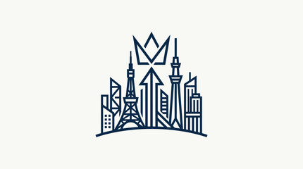 Fototapeta premium Tokyo Skyline with Crown Logo Design