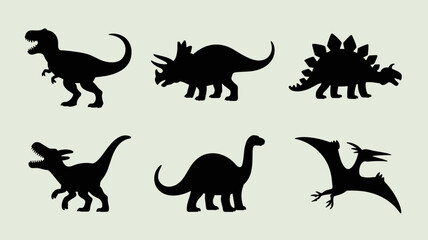 Obraz premium Playful Dinosaur Silhouette Set Cute Prehistoric Animals for Kids