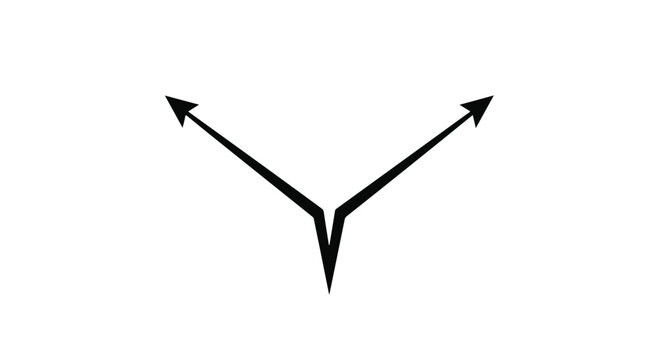 Two arrows pointing outwards from a central point, symbolizing divergence and choice.
