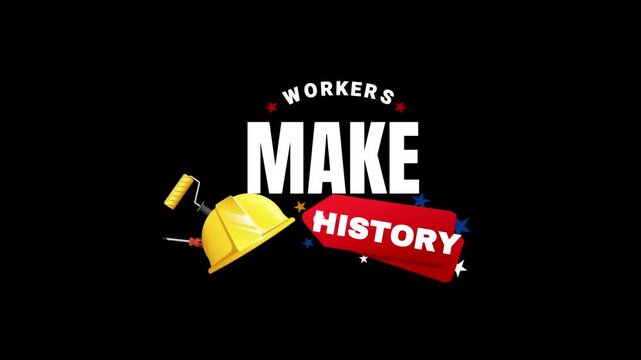 A powerful graphic illustration celebrating the invaluable contributions of workers across various industries, featuring essential tools like a hard hat, paint roller, and shovel, emphasizing their cr