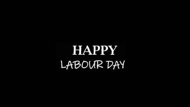 A solemn yet appreciative digital greeting for Labour Day features a minimalist blue outline of a protective medical face mask against a stark black background, emphasizing the phrase "Happy Labour Da