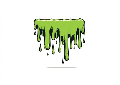 Cartoon illustration of dripping green slime with glossy highlights