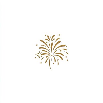 Simple gold firework illustration with radiating lines and scattered dots on a white background