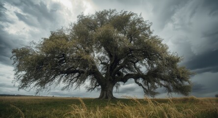 Obraz premium Forceful wind gusts moving tree limbs rapidly